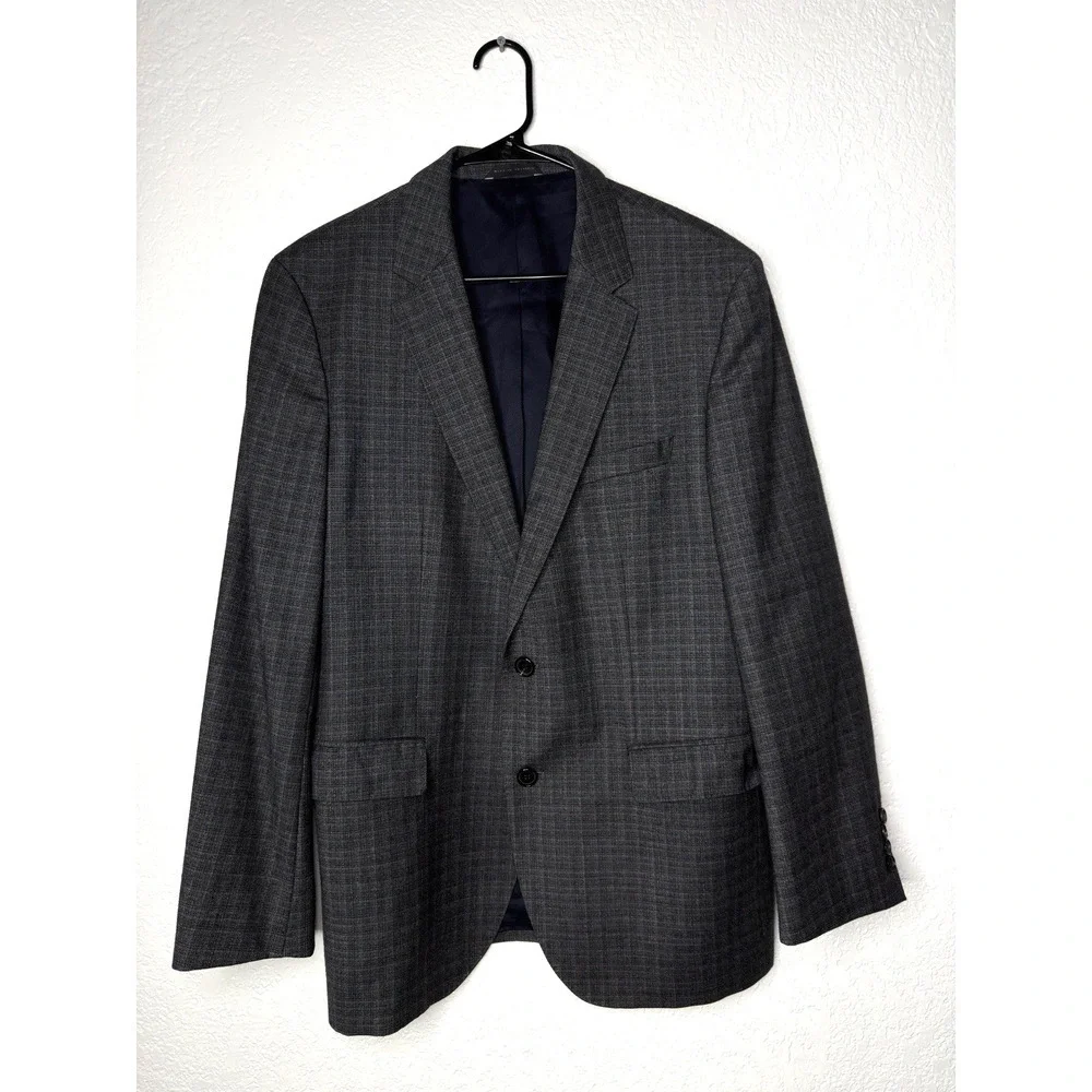 Hugo Boss The James4 Sport Coat Blazer Jacket 42R Wool 2 Button Windowpane Plaid